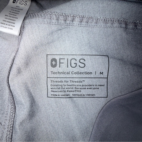Figs Women's Straight Leg Scrub Pants in Gray with Teal Accent - Picture 8 of 8